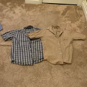 Men’s Nautical Button Down Short Sleeve Shirt Top Size M